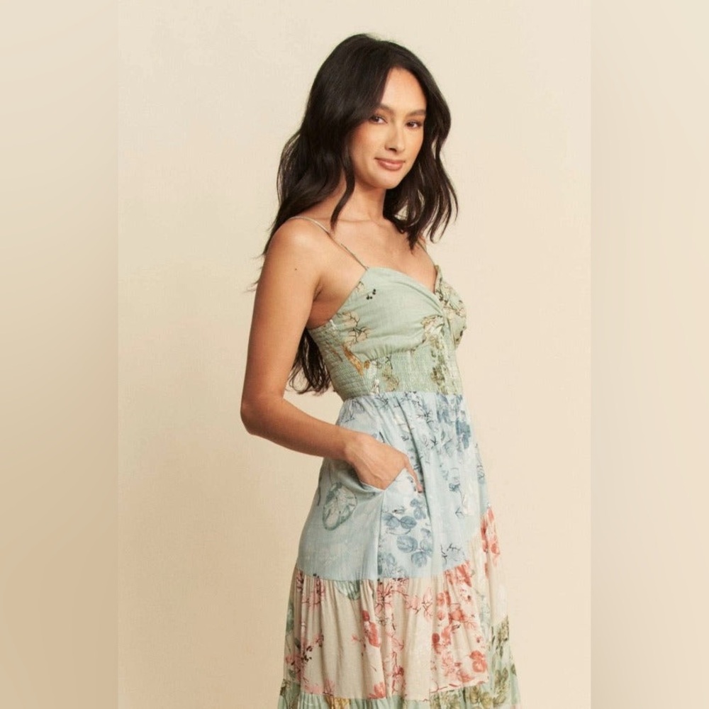 Boho Floral Patchwork Tiered Maxi Dress - Davi & Dani - Picture 6 of 7